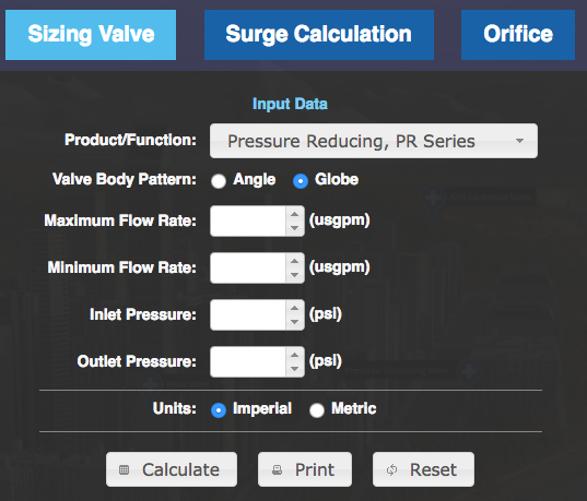 Sizing calculator